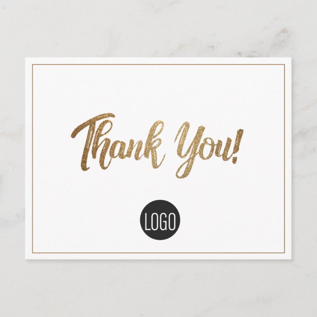 Your Logo Simple Company Custom Gold Thank you Postcard (Front)