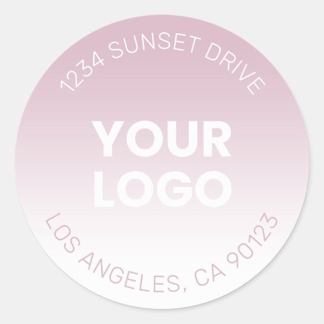 Your Logo | Simple Modern Dusty Lavender Ombre Classic Round Sticker (Front)