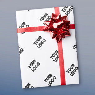 Your Logo   Simple Repeating Diagonal Logo Wrappin Wrapping Paper