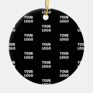 Your Logo Simple Repeating Logo   Black Ceramic Ornament