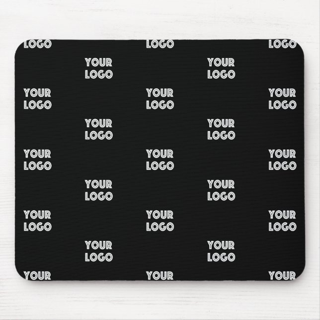Your Logo Simple Repeating Logo | Black Mouse Pad (Front)