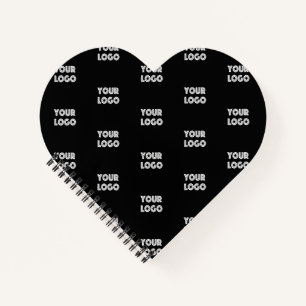 Your Logo Simple Repeating Logo Black Notebook