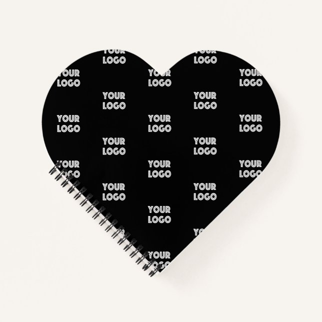 Your Logo Simple Repeating Logo | Black Notebook (Front)