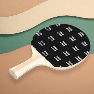 Your Logo Simple Repeating Logo Black Ping Pong Paddle