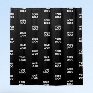 Your Logo Simple Repeating Logo   Black Shower Curtain