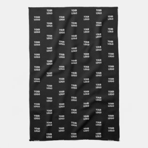 Your Logo Simple Repeating Logo Black Tea Towel