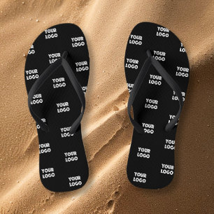 Your Logo Simple Repeating Logo   Black Thongs