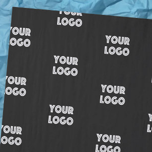 Your Logo Simple Repeating Logo   Black Tissue Paper
