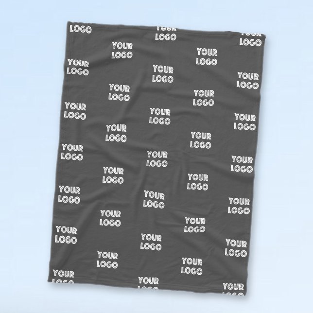Your Logo Simple Repeating Logo | Grey Fleece Blanket (Creator Uploaded)