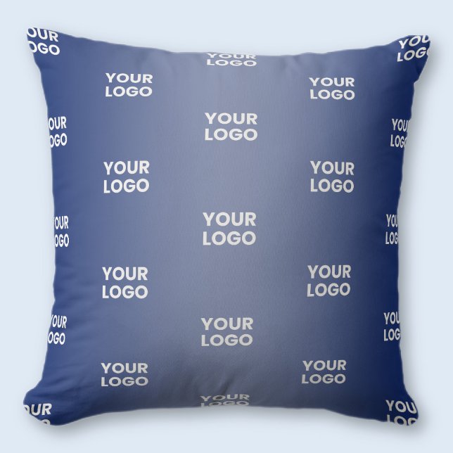 Your Logo Simple Repeating Logo Navy Blue Gradient Cushion (Creator Uploaded)
