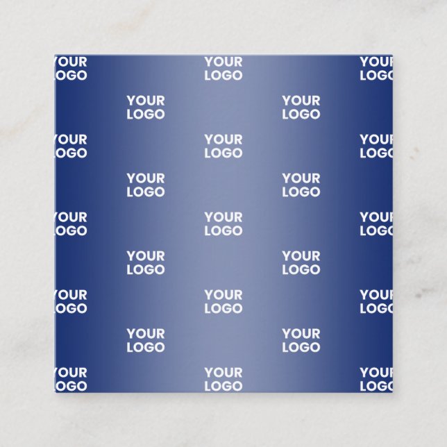 Your Logo Simple Repeating Logo Navy Blue Gradient Enclosure Card (Front)