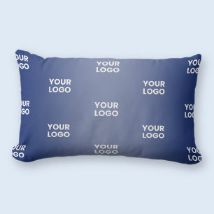 Your Logo Simple Repeating Logo Navy Blue Gradient Lumbar Cushion