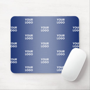 Your Logo Simple Repeating Logo Navy Blue Gradient Mouse Pad