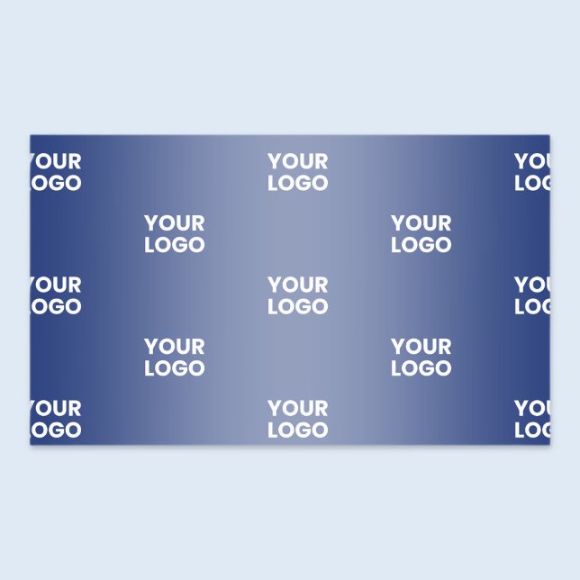 Your Logo Simple Repeating Logo Navy Blue Gradient Rectangular Sticker (Creator Uploaded)