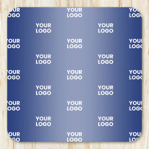 Your Logo Simple Repeating Logo Navy Blue Gradient Square Paper Coaster
