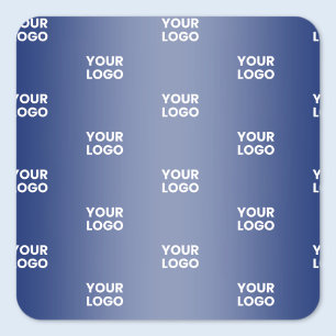 Your Logo Simple Repeating Logo Navy Blue Gradient Square Sticker