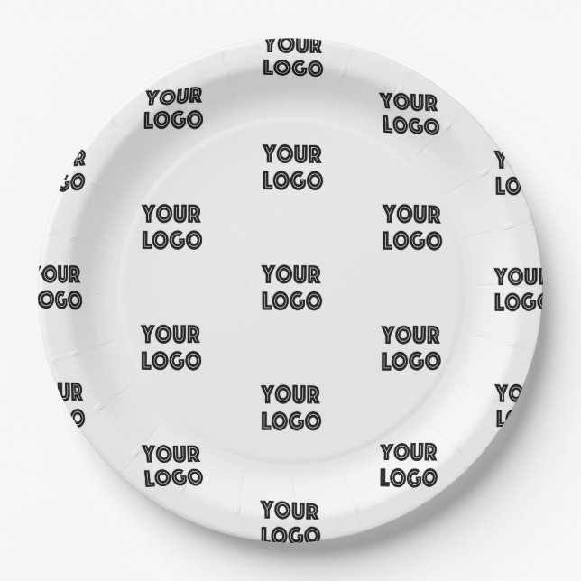Your Logo Simple Repeating Logo Paper Plate (Front)