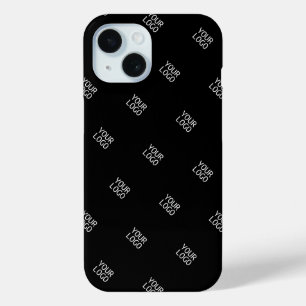 Your Logo Simple Repeating Logo Pattern   Black iPhone 15 Case