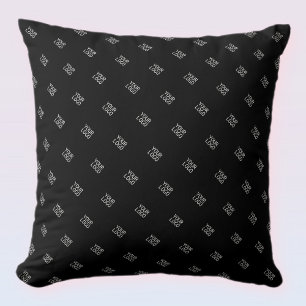 Your Logo Simple Repeating Logo Pattern   Black Cushion