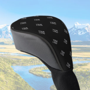 Your Logo Simple Repeating Logo Pattern   Black Golf Head Cover