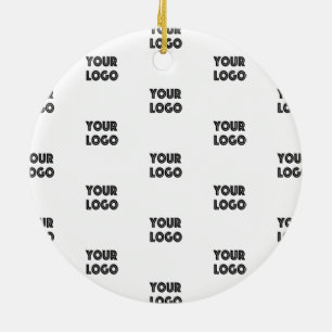 Your Logo Simple Repeating Logo   White Ceramic Ornament