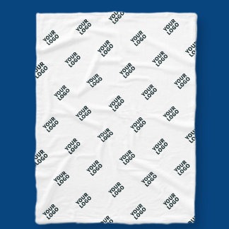 Your Logo Simple Repeating Logo | White Fleece Blanket