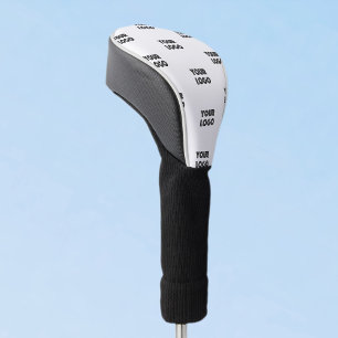 Your Logo Simple Repeating Logo   White Golf Head Cover
