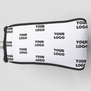 Your Logo Simple Repeating Logo   White Golf Head Cover