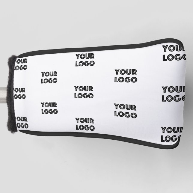 Your Logo Simple Repeating Logo | White Golf Head Cover (Front)