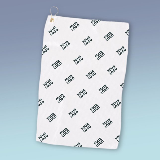 Your Logo Simple Repeating Logo | White Golf Towel (Creator Uploaded)