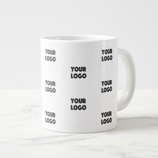 Your Logo Simple Repeating Logo | White Large Coffee Mug (Front Right)