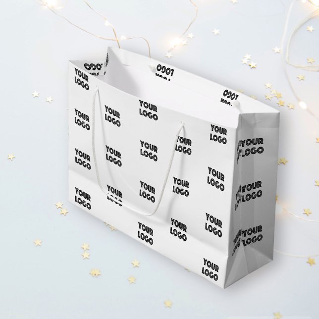Your Logo Simple Repeating Logo | White Large Gift Bag (Creator Uploaded)