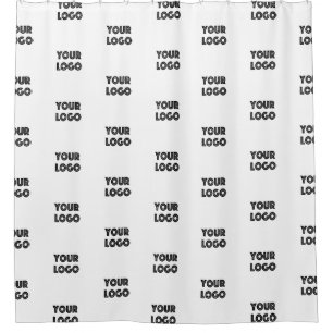 Your Logo Simple Repeating Logo   White Shower Curtain