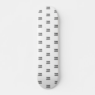 Your Logo Simple Repeating Logo   White Skateboard