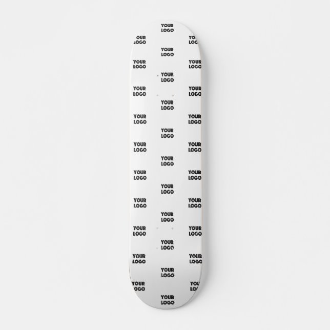 Your Logo Simple Repeating Logo | White Skateboard (Front)