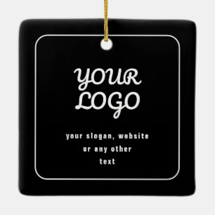 Your Logo & Slogan or other text Black & White Ceramic Ornament