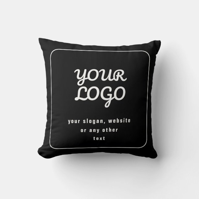 Your Logo & Slogan or other text | Black & White Cushion (Front)