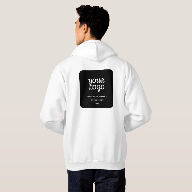 Your Logo & Slogan or other text | Black & White Hoodie (Back Full)