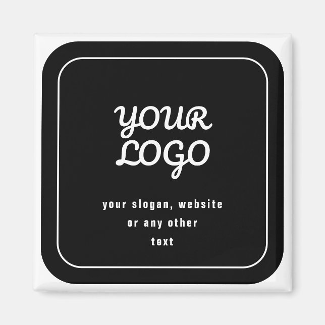 Your Logo & Slogan or other text | Black & White Magnet (Front)