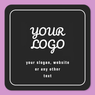 Your Logo & Slogan or other text Black & White Square Sticker