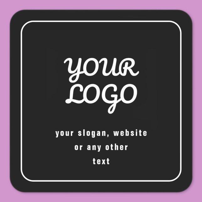 Your Logo & Slogan or other text | Black & White Square Sticker (Creator Uploaded)