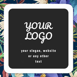 Your Logo & Slogan or other text Black & White Square Sticker