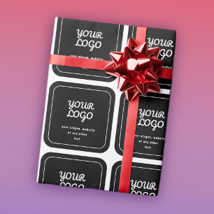 Your Logo & Slogan or other text Black & White Wrapping Paper