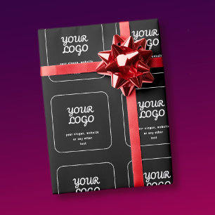Your Logo & Slogan or other text Black & White Wrapping Paper