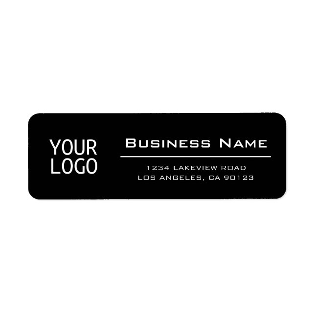 Your Logo Stylish Black Return Address Label (Front)