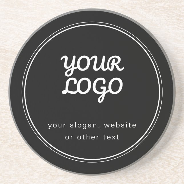 Your Logo Stylish Editable Black & White Design Coaster (Front)