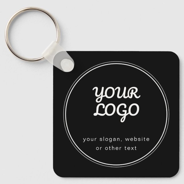 Your Logo Stylish Editable Black & White Design Key Ring (Front)