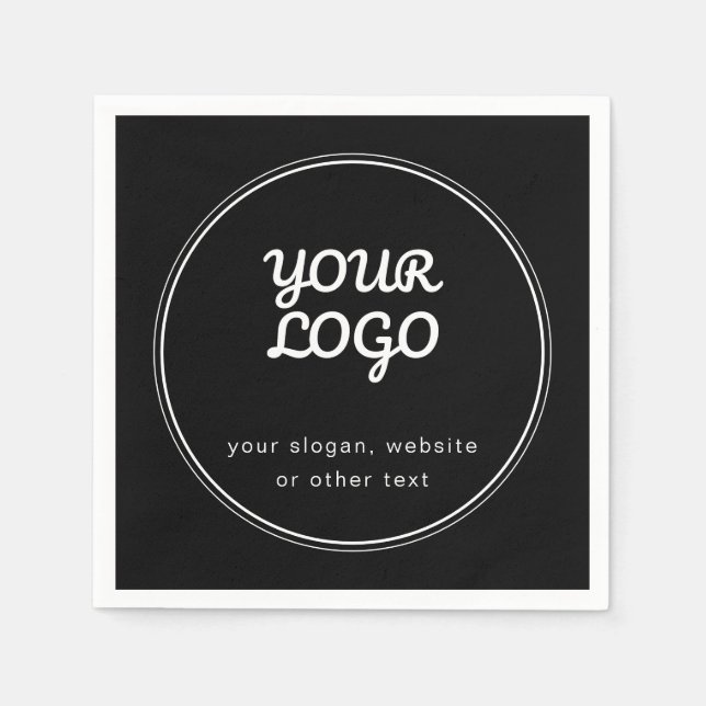Your Logo Stylish Editable Black & White Napkin (Front)