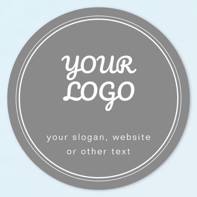 Your Logo Stylish Editable Grey & White Classic Round Sticker (Creator Uploaded)