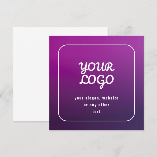 Your Logo & Stylish Light to Dark Purple Ombre Card (Front/Back)
